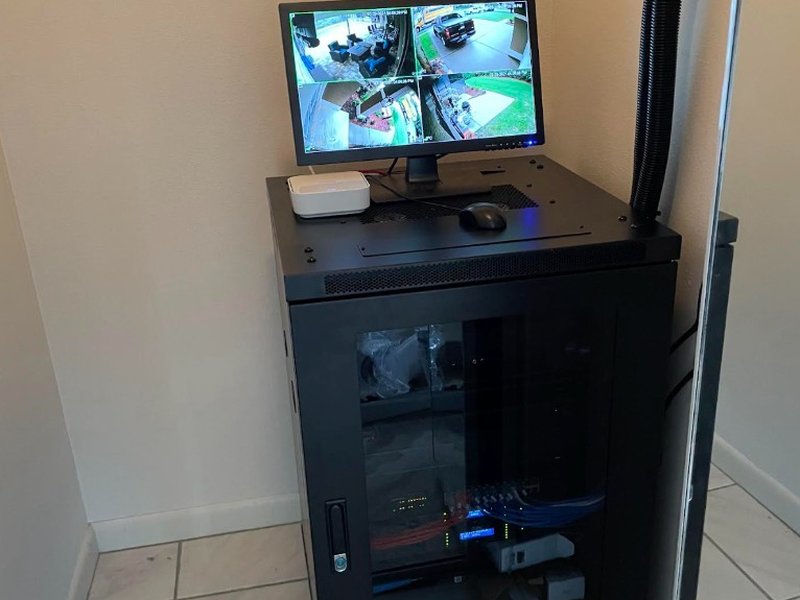 Four-camera NVR rack setup